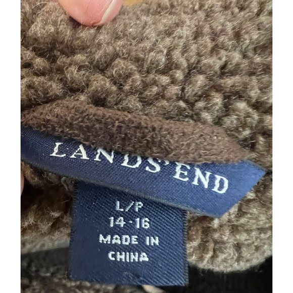 Lands' End Brown Rustic Faux Suede & Shearling Penny Lane Barn Jacket Large - Picture 5 of 8